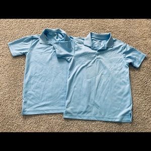 Bundle of 2 Nautica Boys Light Blue Husky Perforated Polo Shirts